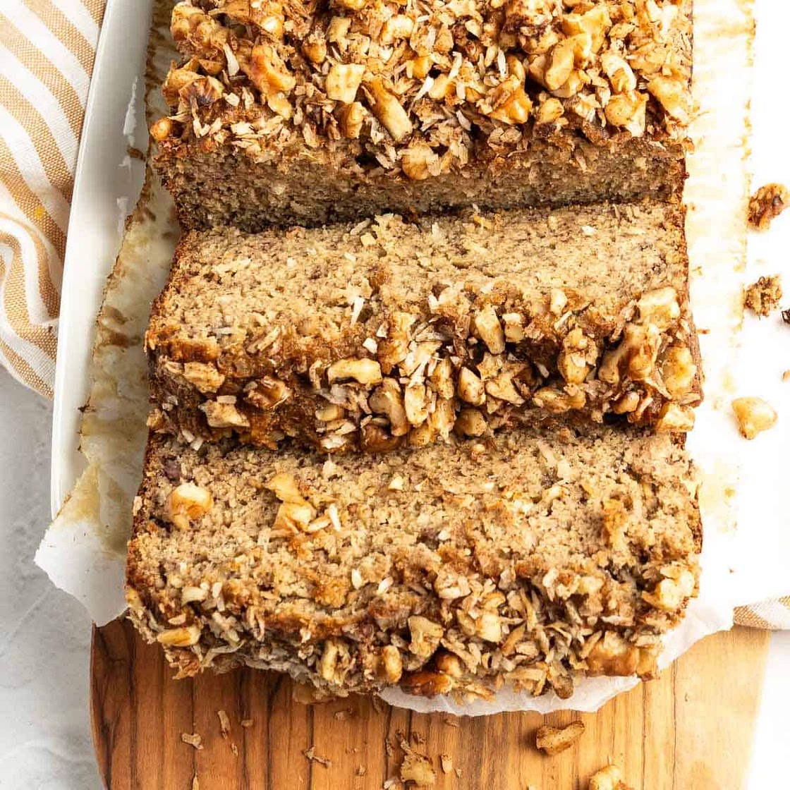 Coconut Flour Banana Bread With Walnut Crumble