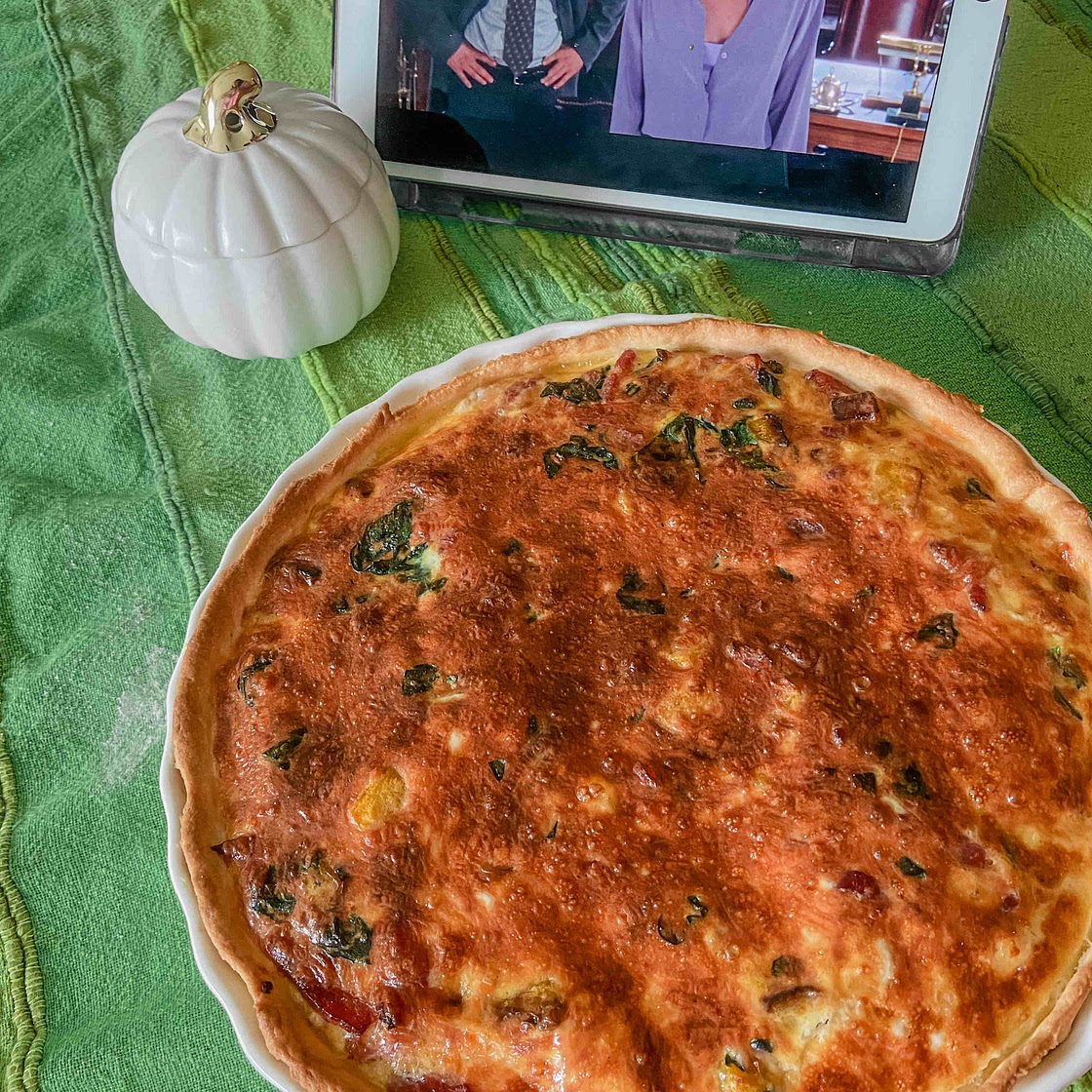 Butternut, spinach bacon quiche 