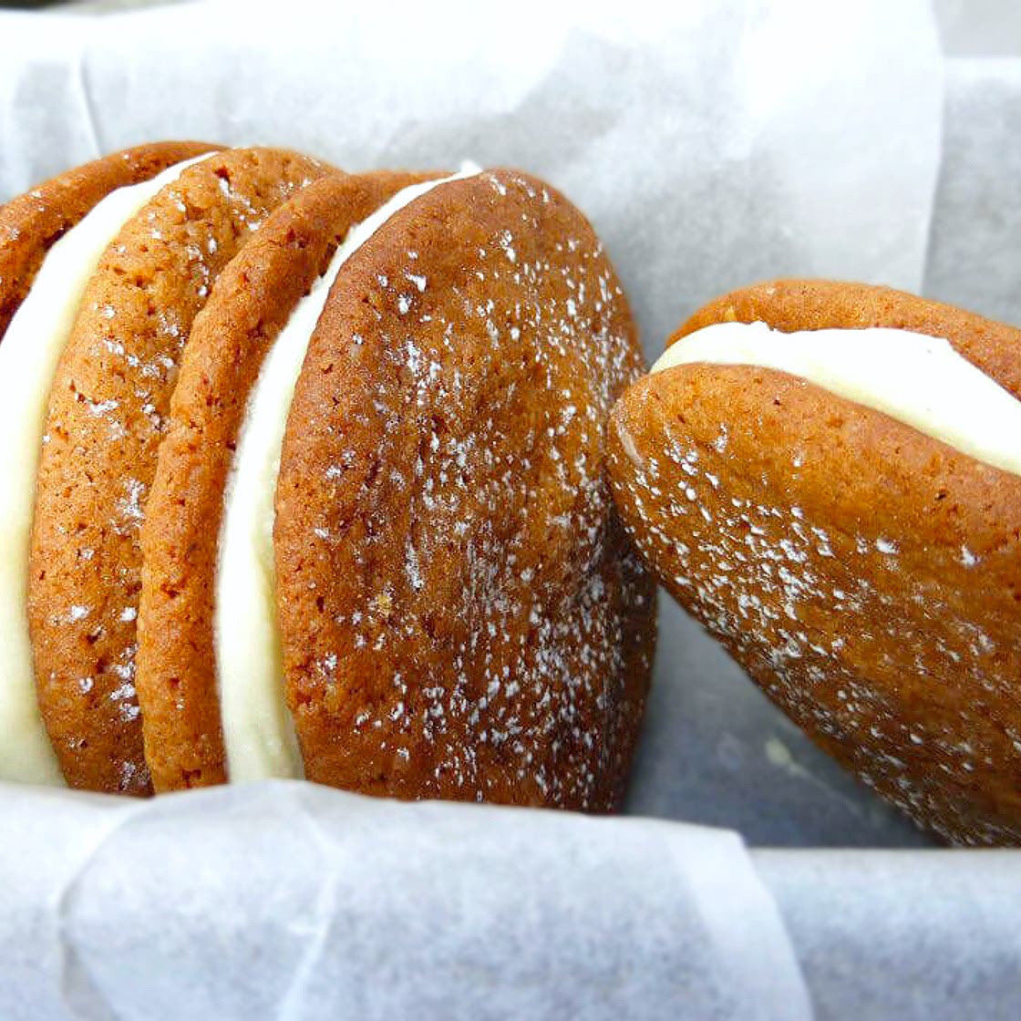Spelt Ginger Cookies with Lemon Cream Cheese Filling
