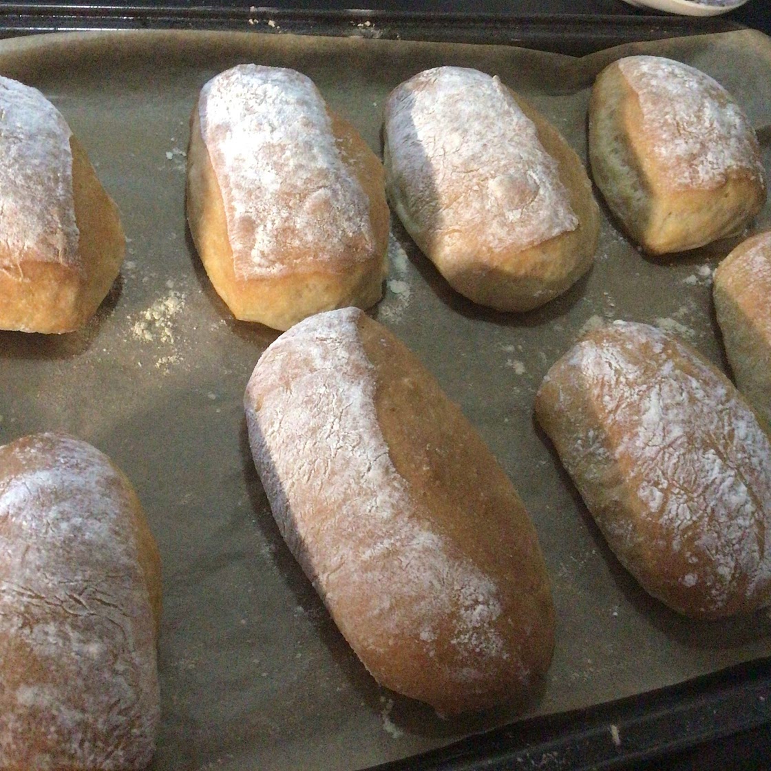 No Knead Ciabatta Buns