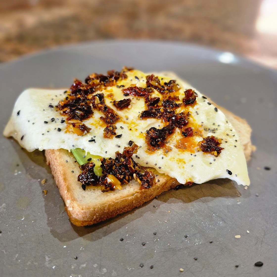 Chilli avo and egg toast