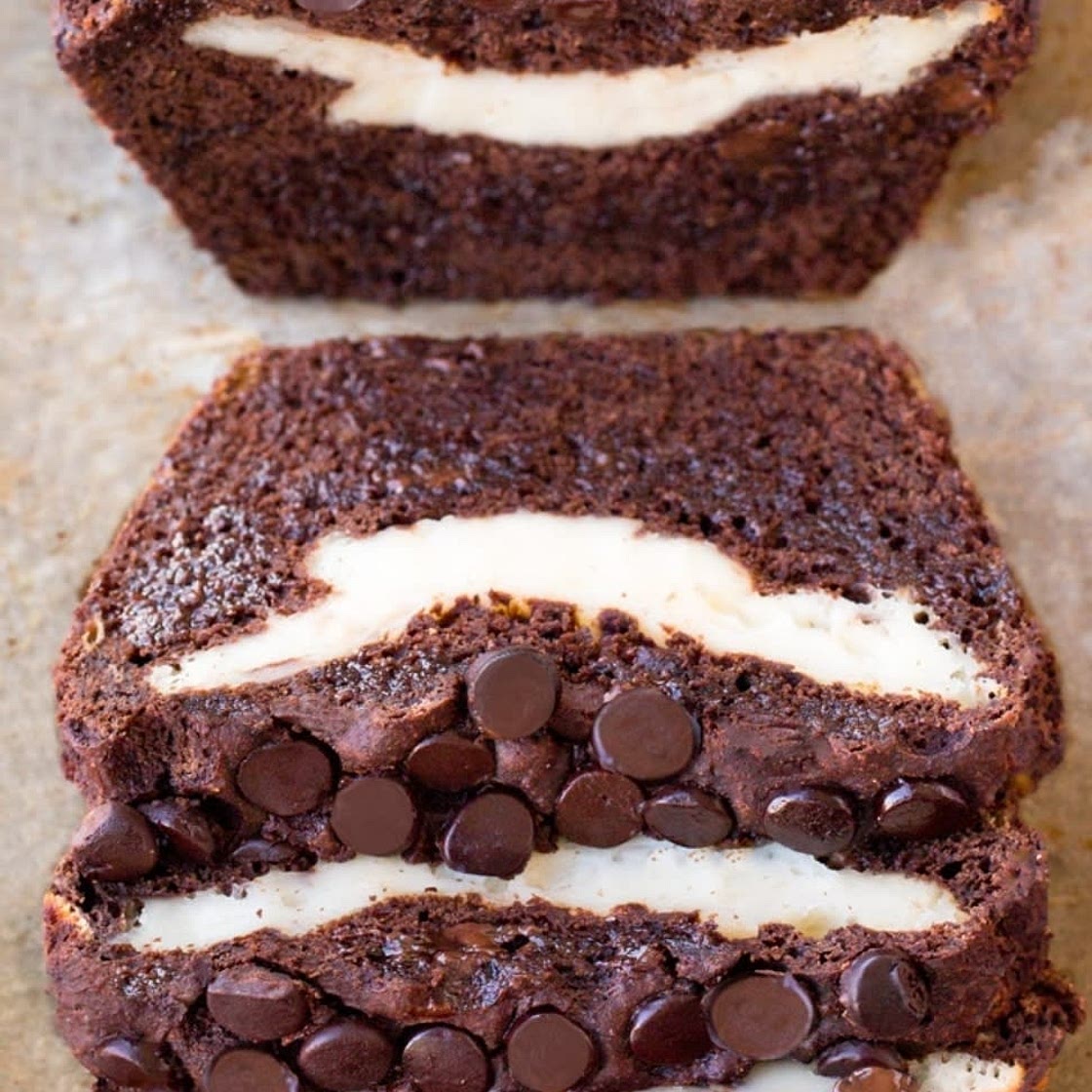 Chocolate Cream Cheese Banana Bread (GF)