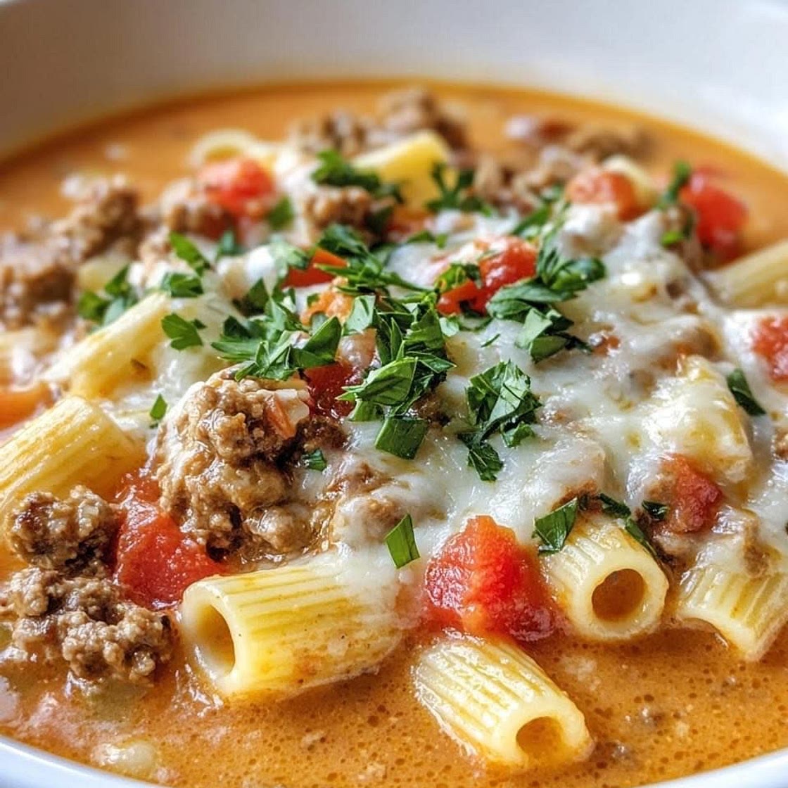 Italian Sausage Soup with Creamy Parmesan Pasta