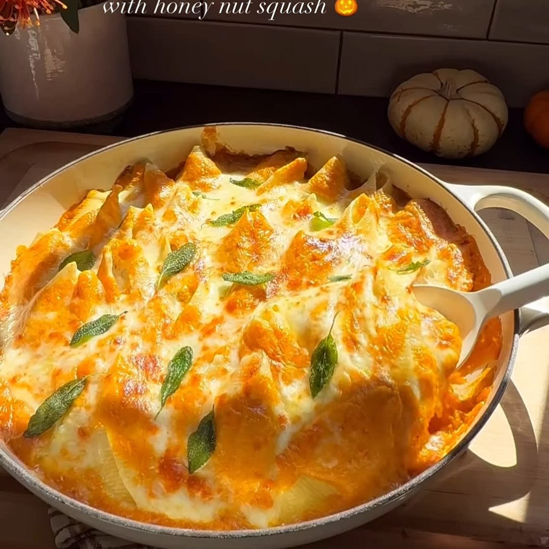 Stuffed shells with honey nut squash