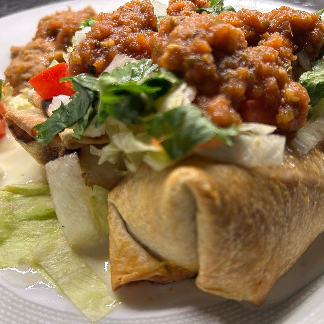 Air Fryer Beef & Bean Chimichangas