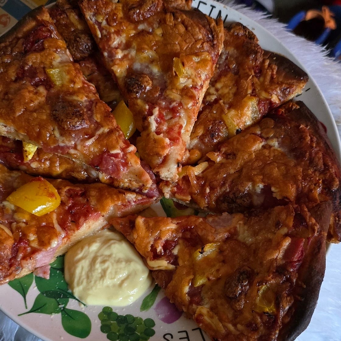 Homemade pizza for a family of 4.