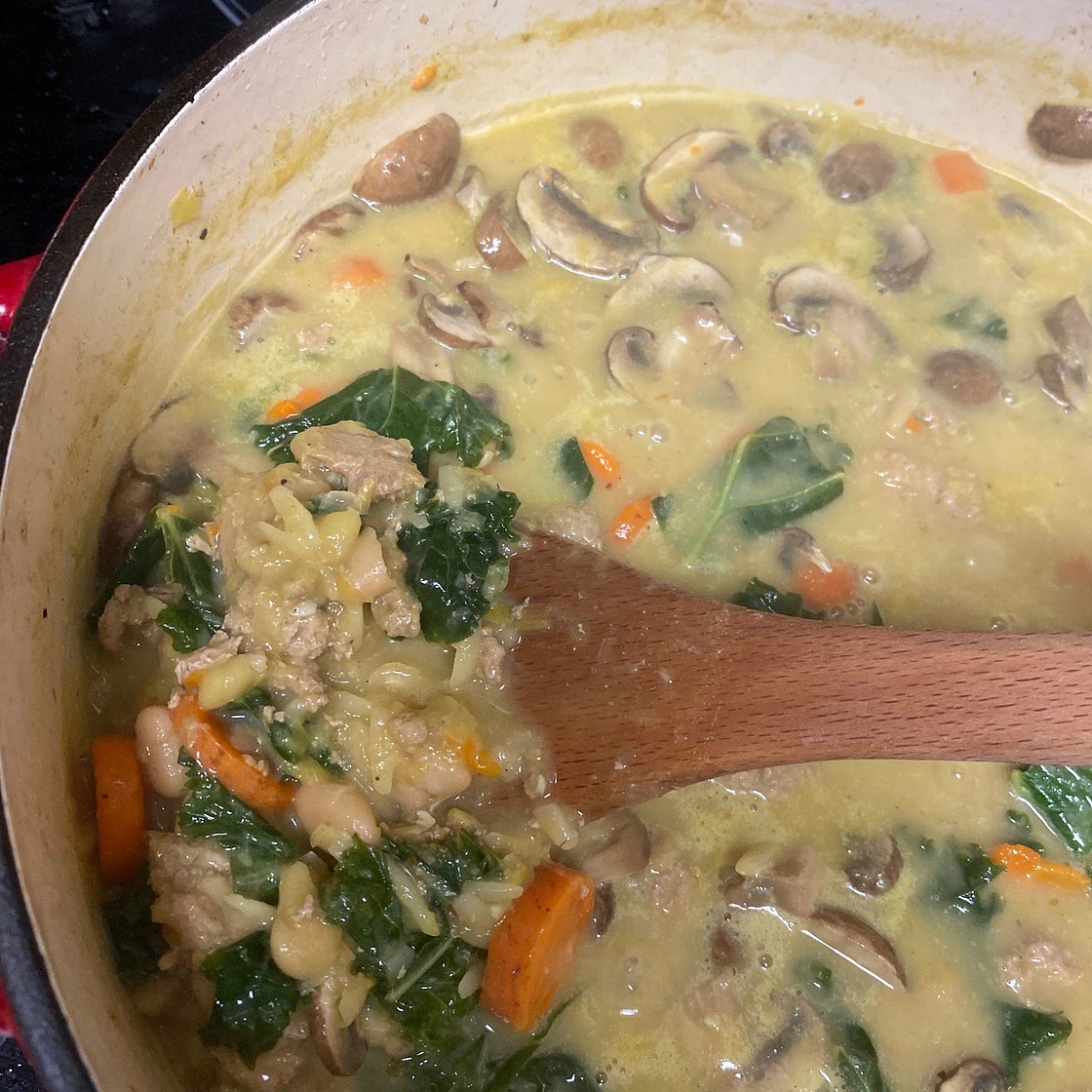 One-Pot White Bean Soup with Turkey Leeks and Kale