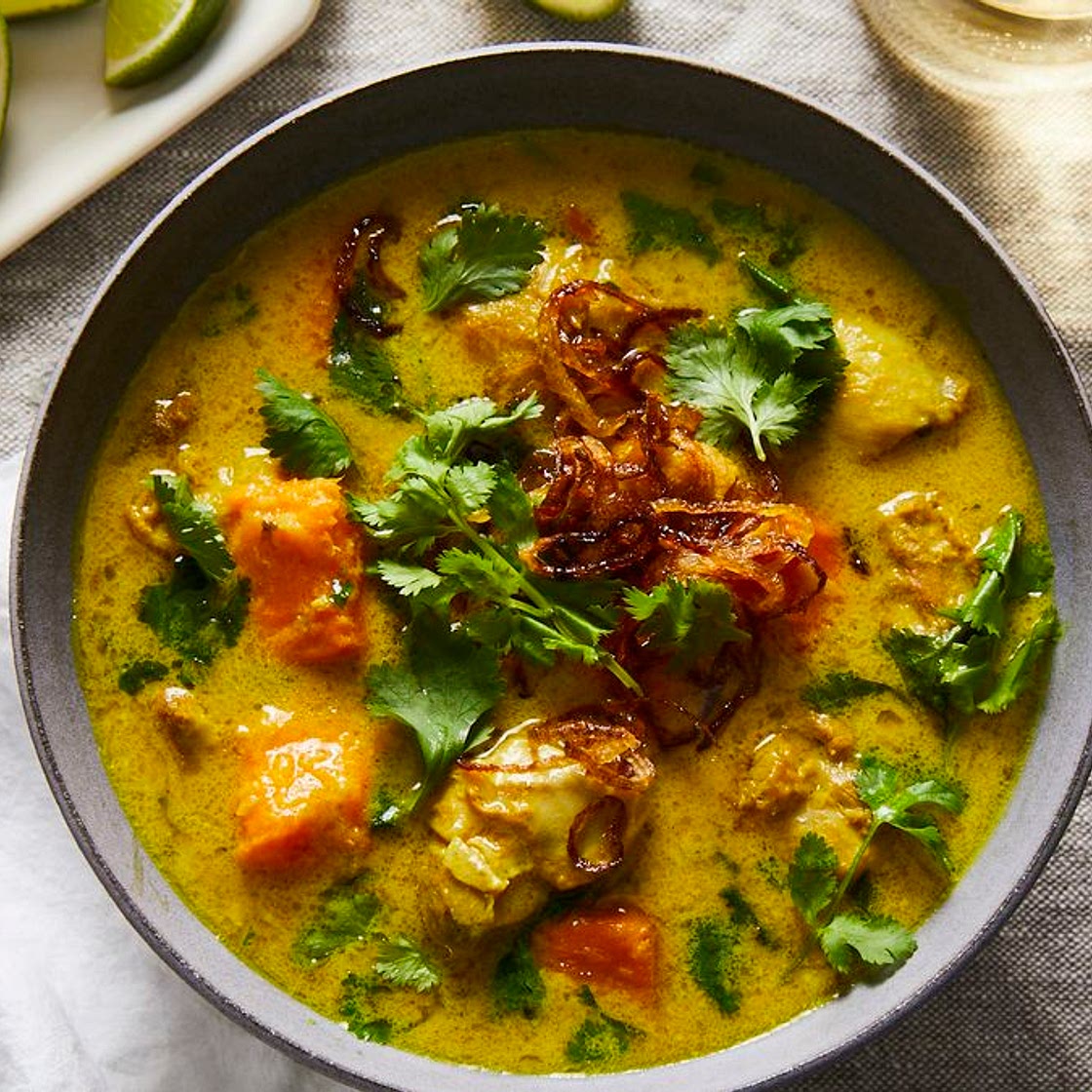 Burmese Chicken Braised in Coconut Milk & Turmeric with Sweet Potato