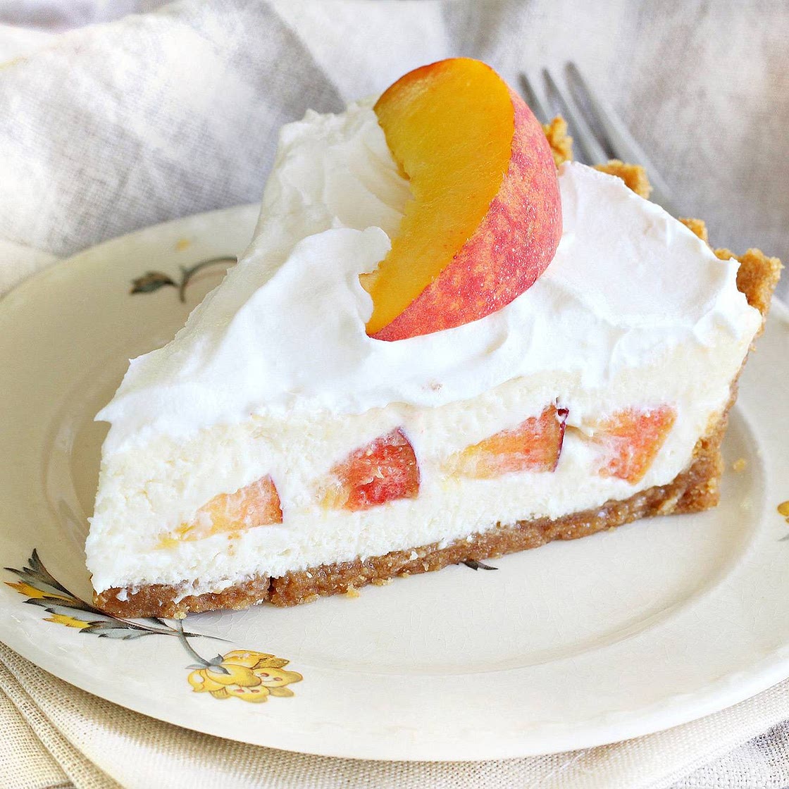 No Bake Peaches & Cream Icebox Pie