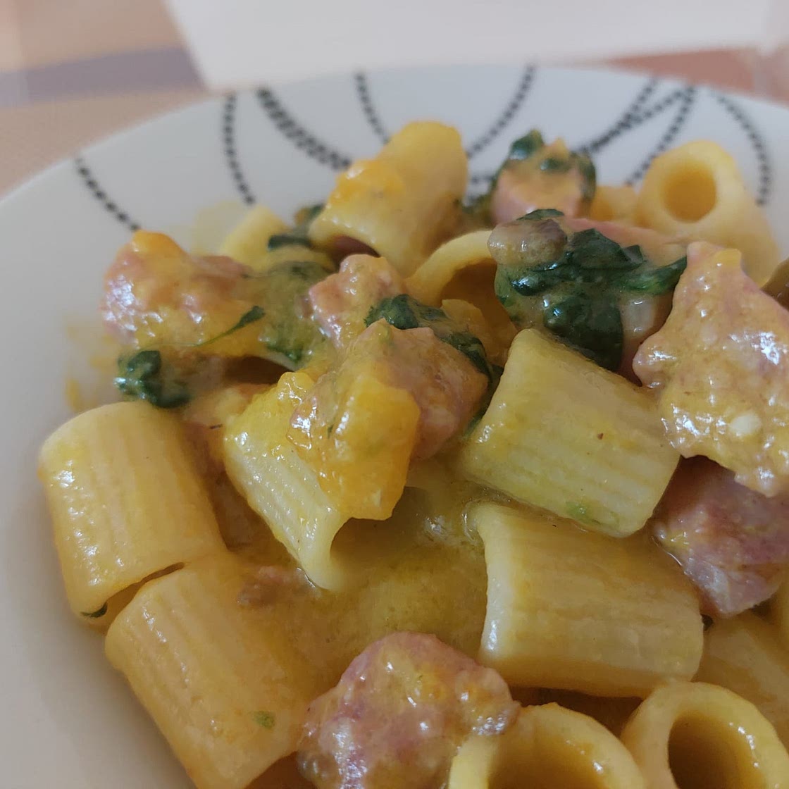 Pasta - Pumpkin, kale, taleggio and sausage