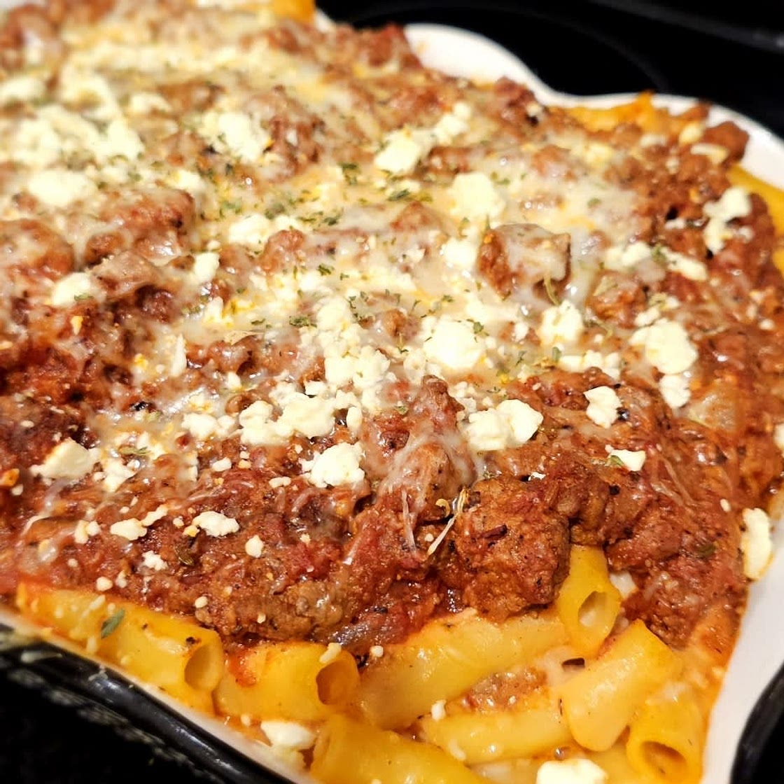 Baked Ziti With Ground Beef and Italian Sausage