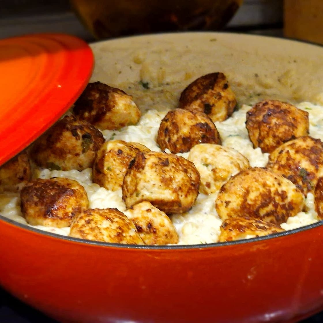 One Pan Chicken Meatballs with Orzo