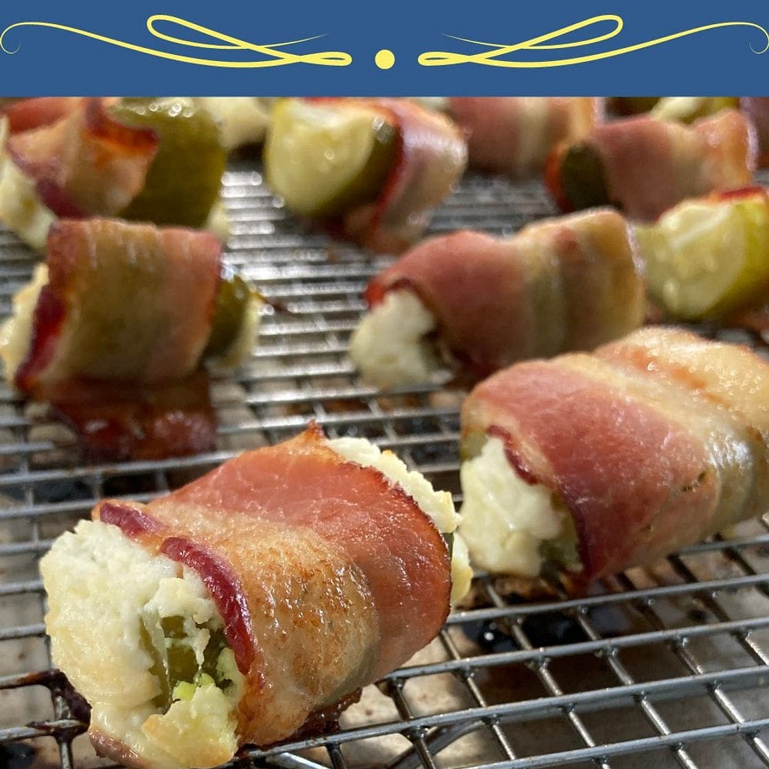 Bacon Wrapped Pickles with Cream Cheese