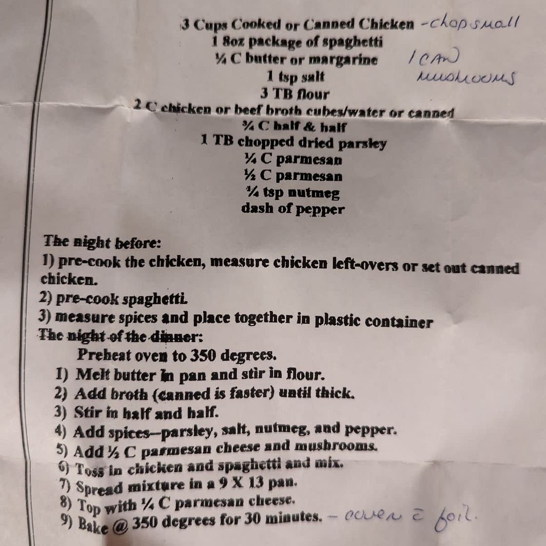 Mom’s Chicken Tetrazzini 