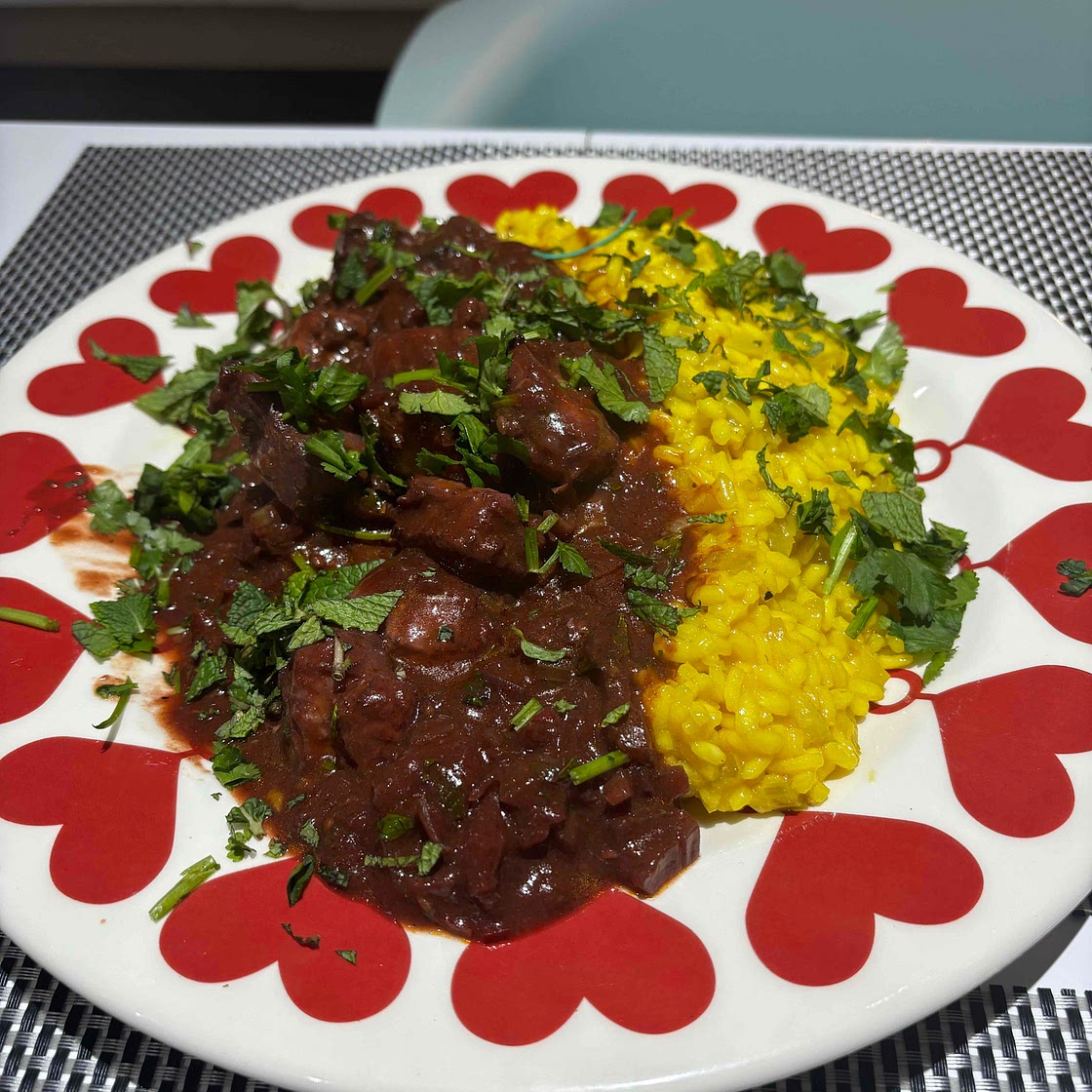 Saffron Risotto with Braised Monkfish, Fennel, Coriander and Min