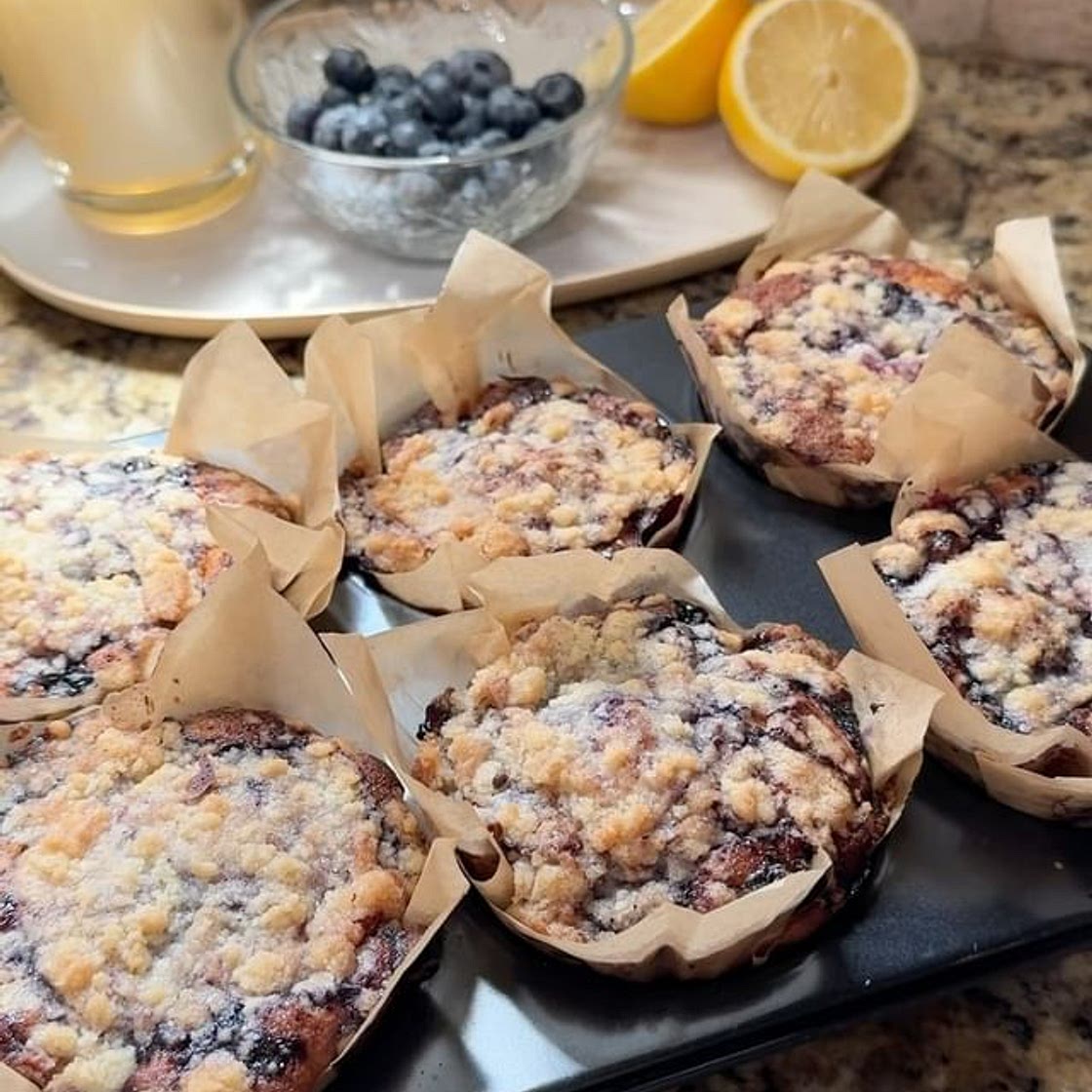 Blueberry lemon muffins🫐🌷🍋