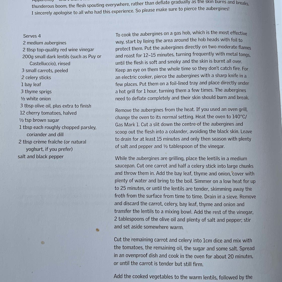 Lentils with grilled aubergine - 116