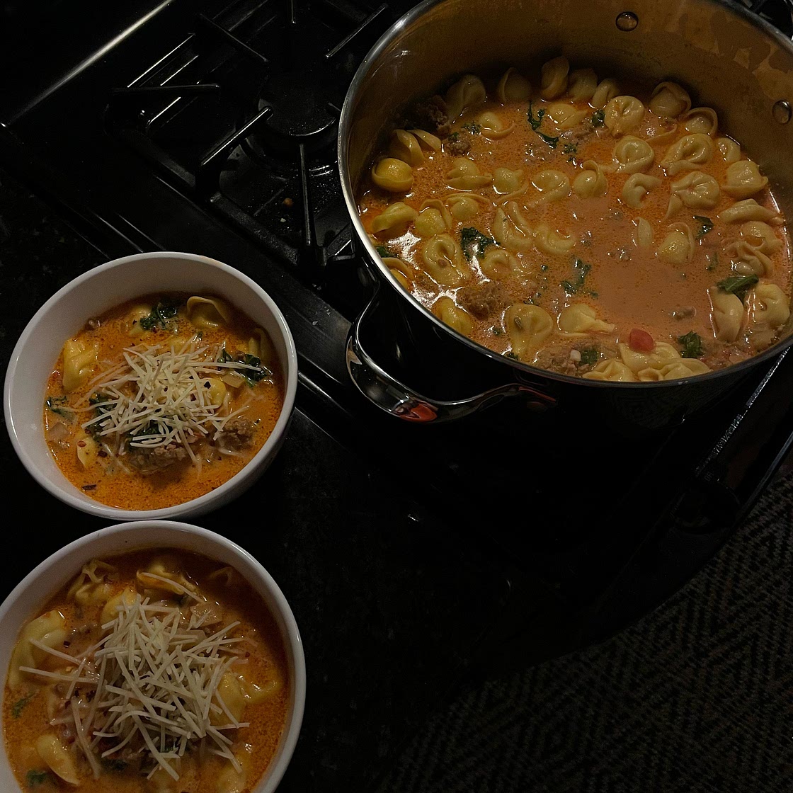 Tortellini Soup with Italian Sausage and Kale