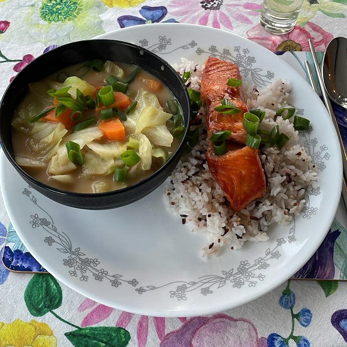 Grilled salmon with ponzu sauce