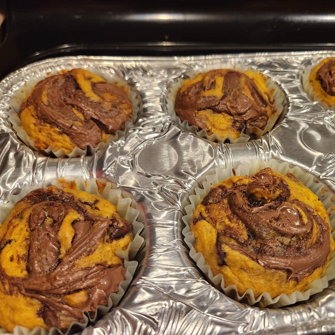 Pumpkin Nutella Chocolate Chip Muffins
