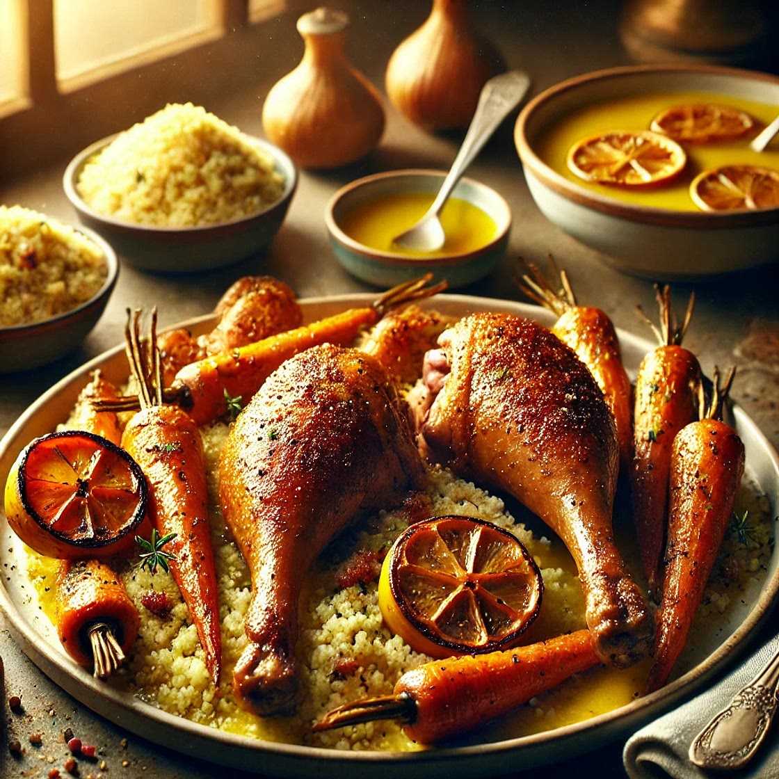 Cuisse de poulet confite sauce citron