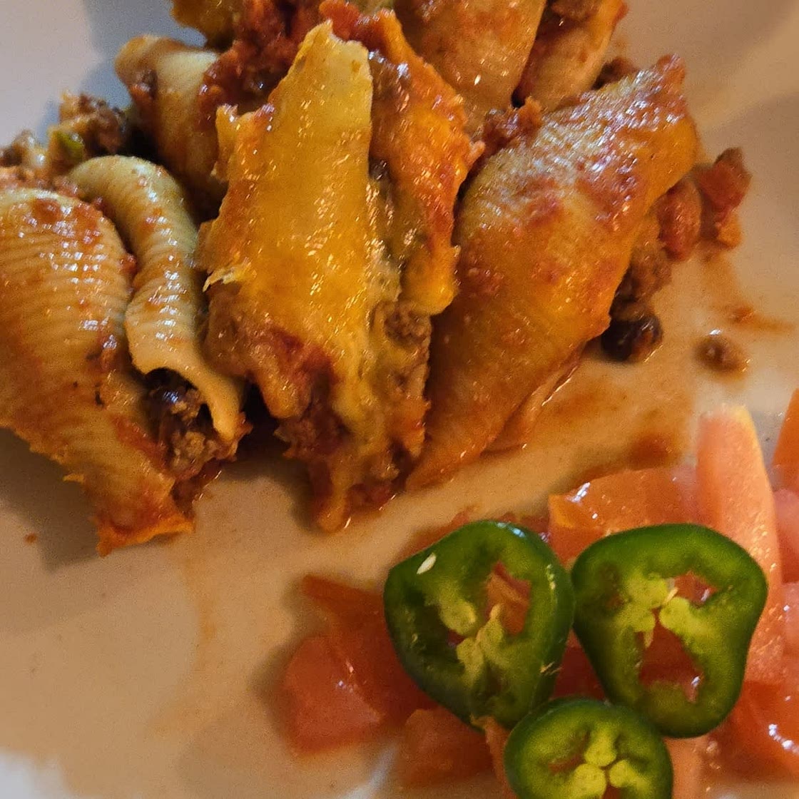Cheesy Beef Enchilada Stuffed Pasta Shells