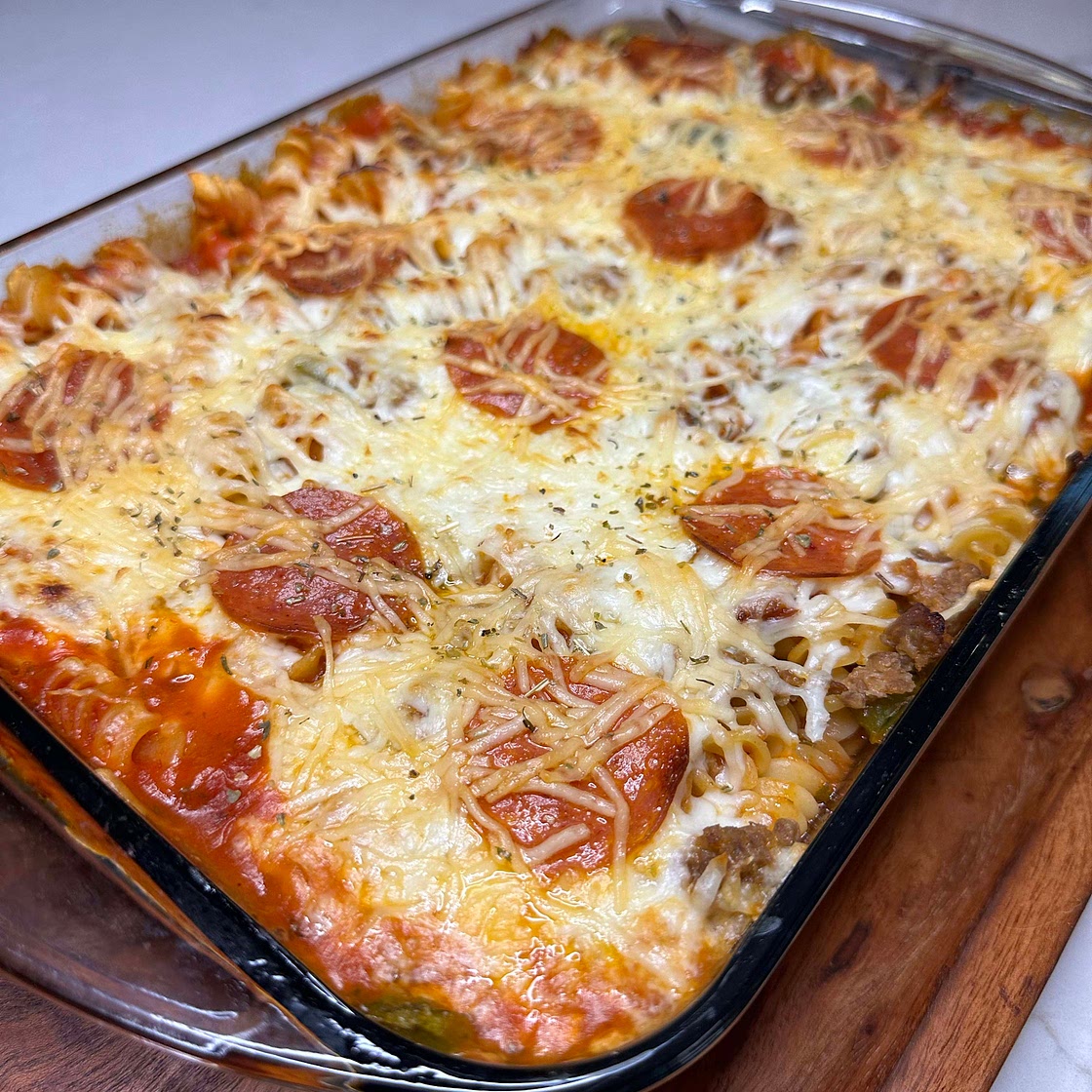 Dump and Bake Pizza Pasta 