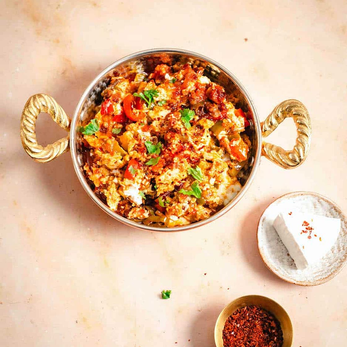 Menemen with Beyaz Peynir or Feta - Turkish Scrambled Eggs