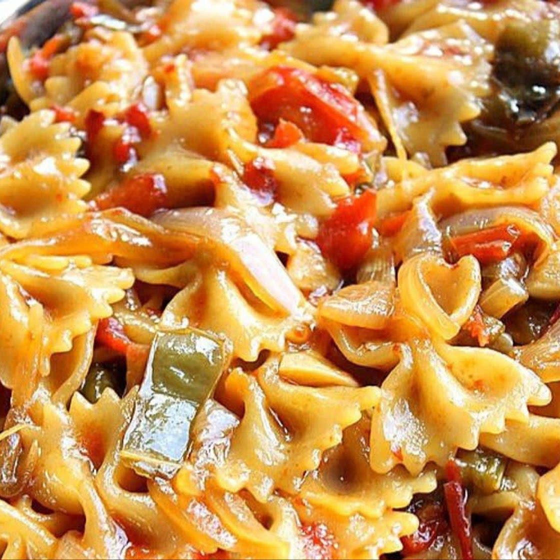Pâtes poivrons épinards