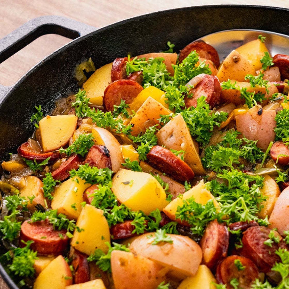 Andy Cooks Potato Kielbasa