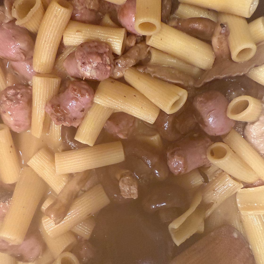 Setas con rigatoni 