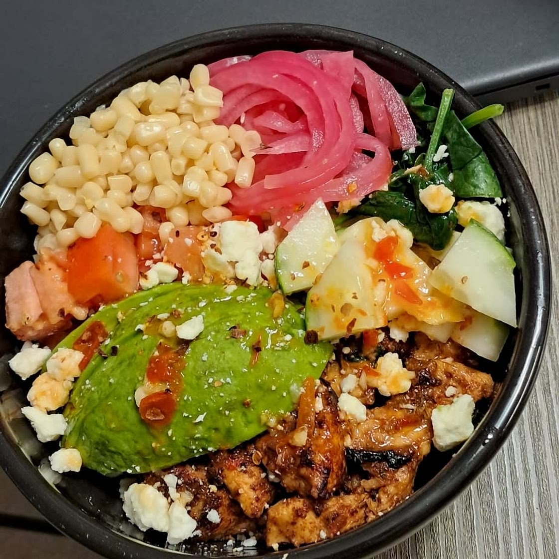 Harissa Avocado Chicken Bowls