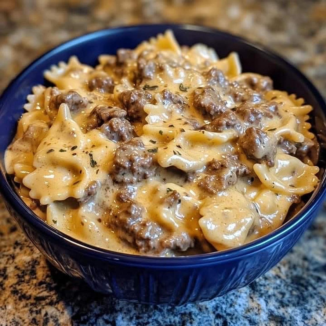 Creamy Beef and Bow tie Pasta