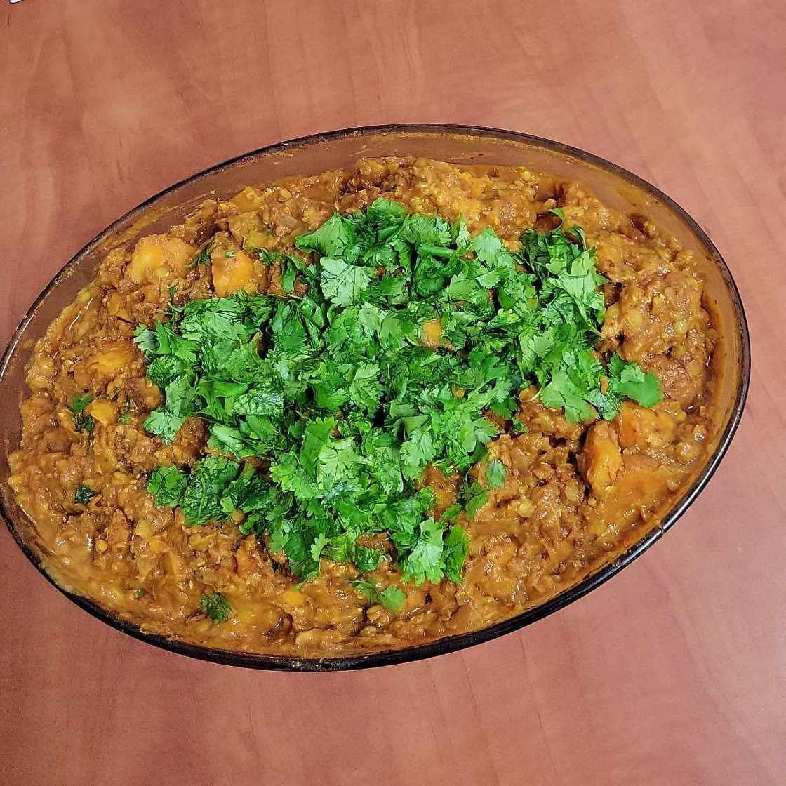 Slow Cooker Red Lentil Curry with Sweet Potatoes