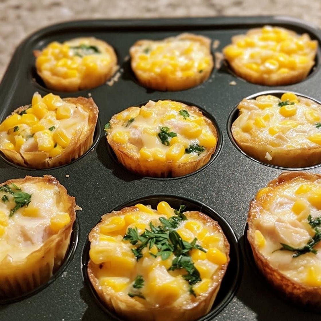 Mini Crustless Tuna & Corn Quiches