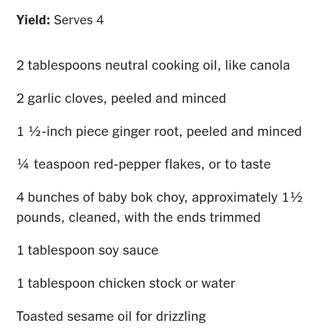 Sautéed Baby Bok Choy