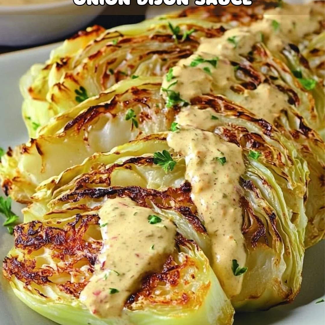 Cabbage steak with onion aioli