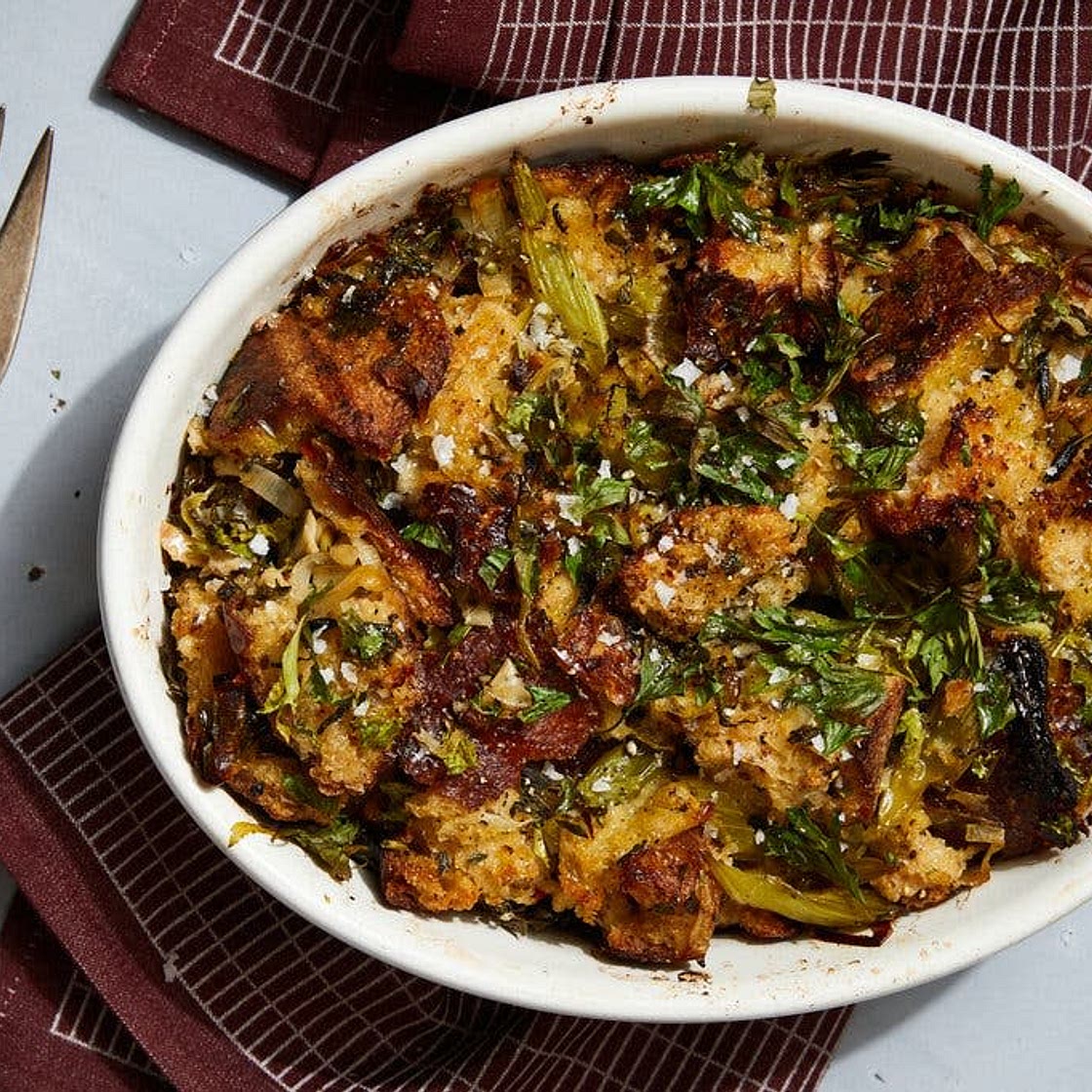 Buttered Stuffing With Celery and Leeks