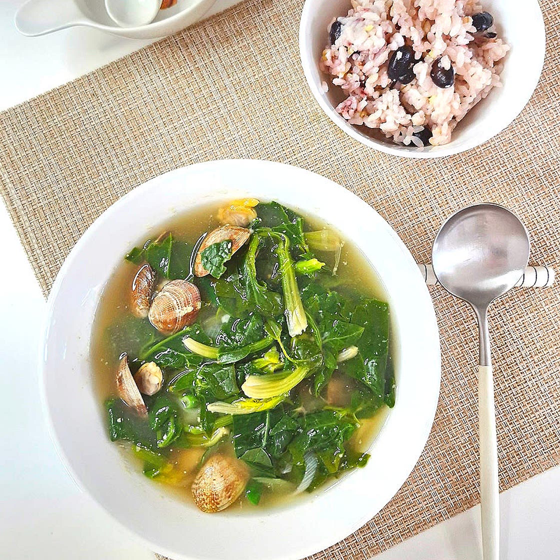 바지락 시금치 된장국