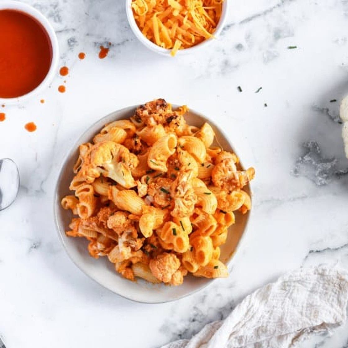 Buffalo Cauliflower Vegan Mac and Cheese