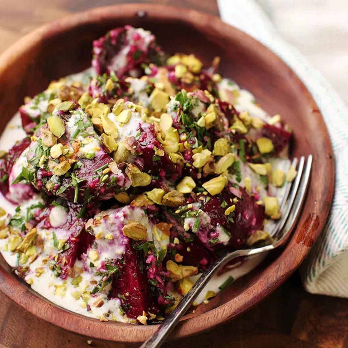 Roasted-Beet Salad With Horseradish Crème Fraîche and Pistachios Recipe
