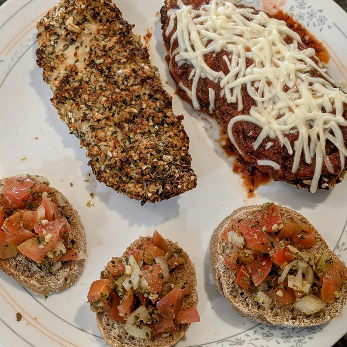 Italian Breaded Chicken with Brushetta
