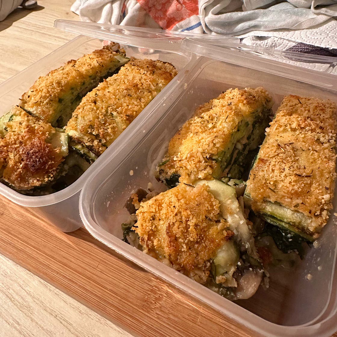 Mushroom and Spinach Zucchini Lasagna Loaf