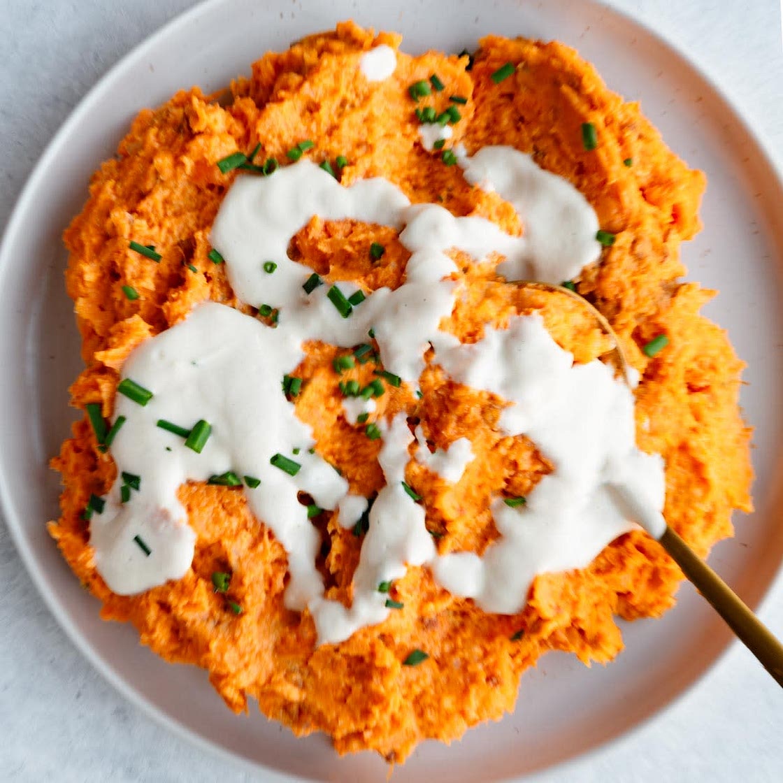 Healthy Savory Mashed Sweet Potatoes