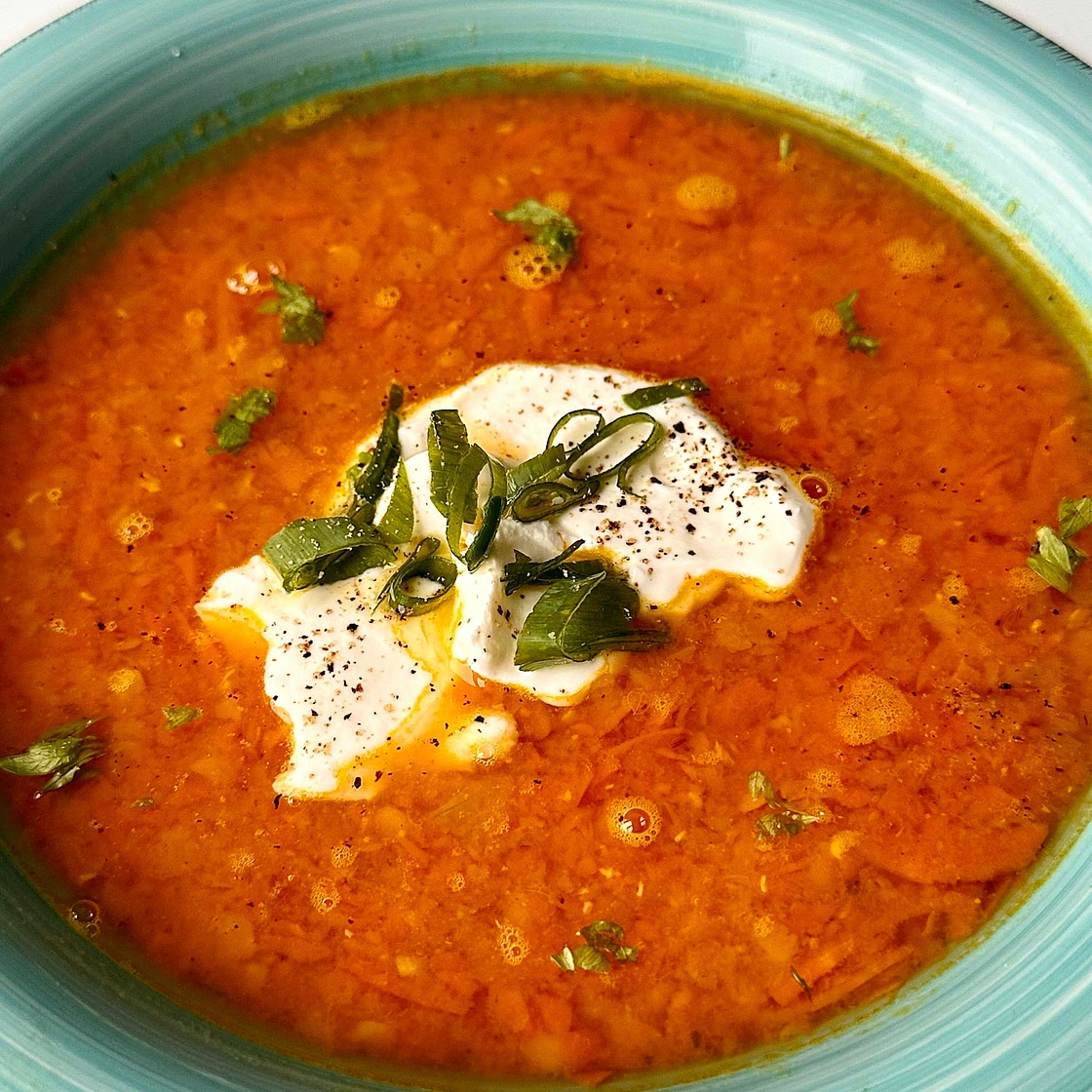 Spiced Carrot and Lentil Soup 