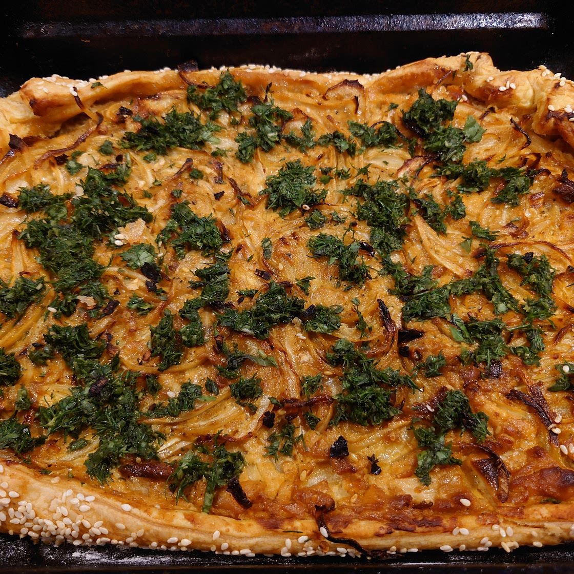 Curried caramelised onion galette