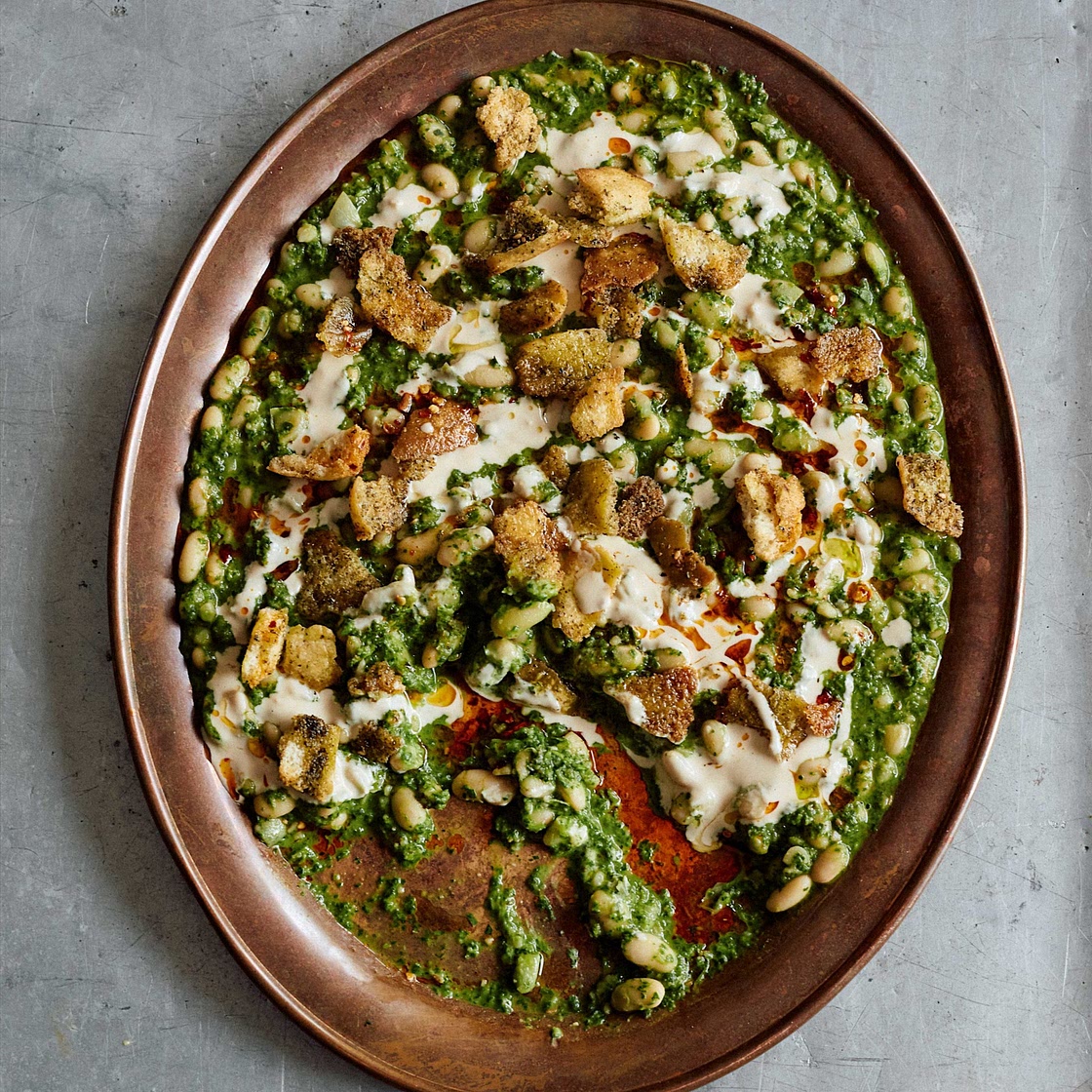 Green cannellini and tahini