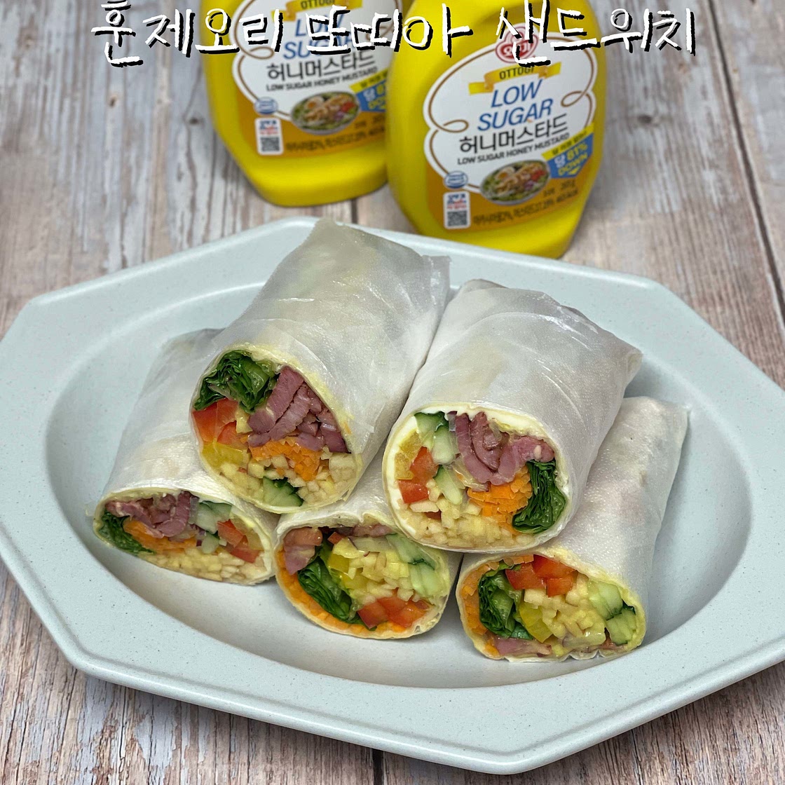 훈제오리 또띠아롤 샌드위치 다이어트식단