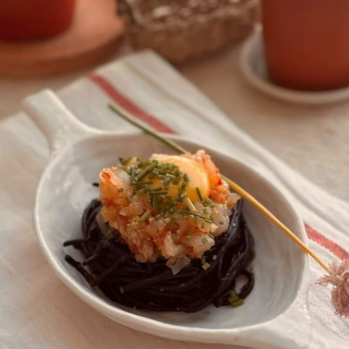 🇮🇹리조타레, 오징어먹물, 붉은새우, 노른자 스파게티🤌🏻