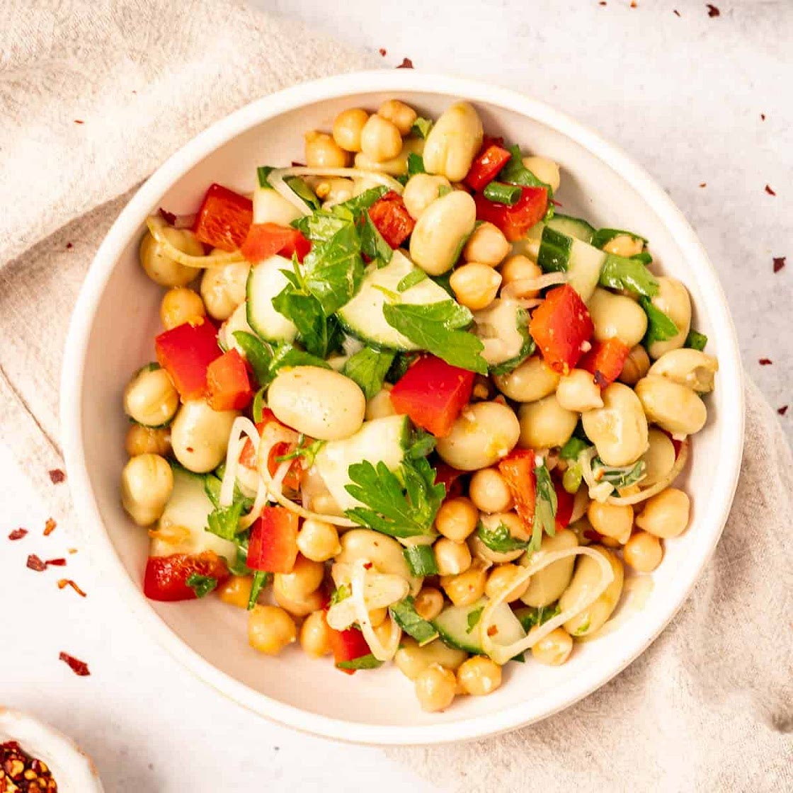 Fava Bean Chickpea Salad